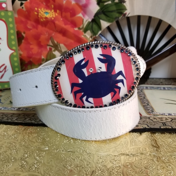 Italian Leather Accessories - White Italian Leather Belt